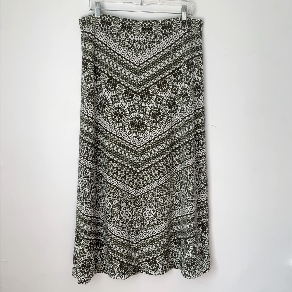 Westport 1962 Olive Batik Gypsy Print Maxi Skirt Large